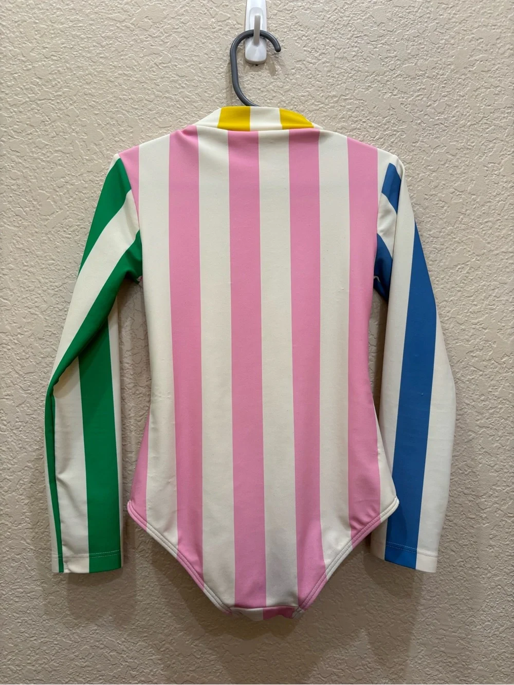 Mini Boden Long-Sleeved Swimsuit Pastel Stripes Sz 5-6Y Coastal Preppy